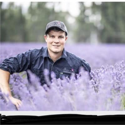 Regional Soil Coordinator Oscar Giudici in lavender field for soil science and sustainable agricultu.