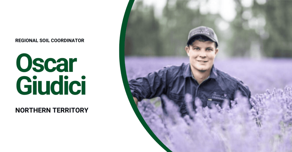 Regional Soil Coordinator Oscar Giudici in a lavender field, promoting soil health and sustainable l.