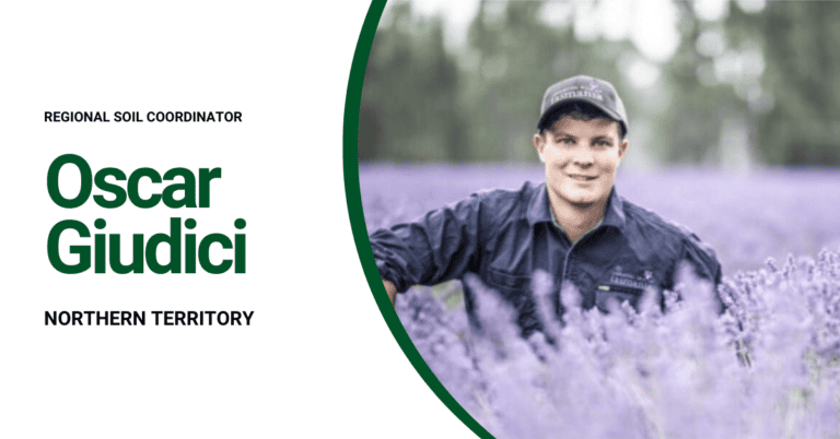 Regional Soil Coordinator Oscar Giudici in a lavender field, promoting soil health and sustainable l.