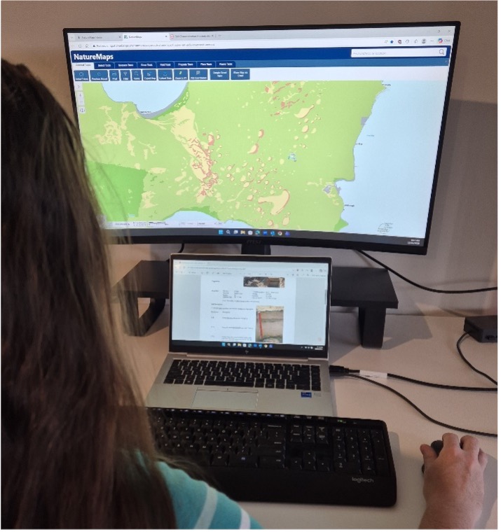 Person viewing soil map on NatureMaps for SA soils platform.